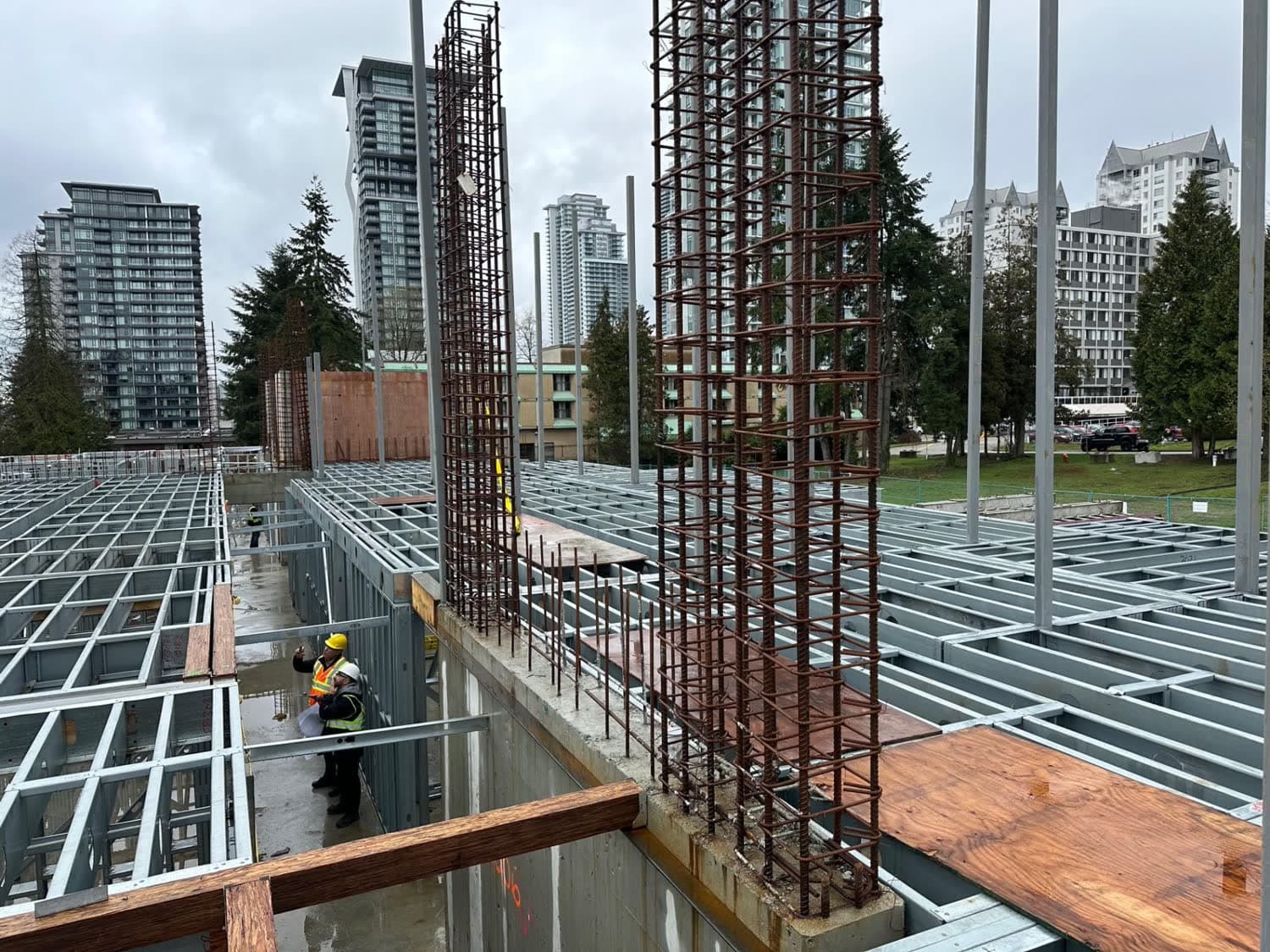 Structural framing under construction on a Greater Vancouver site