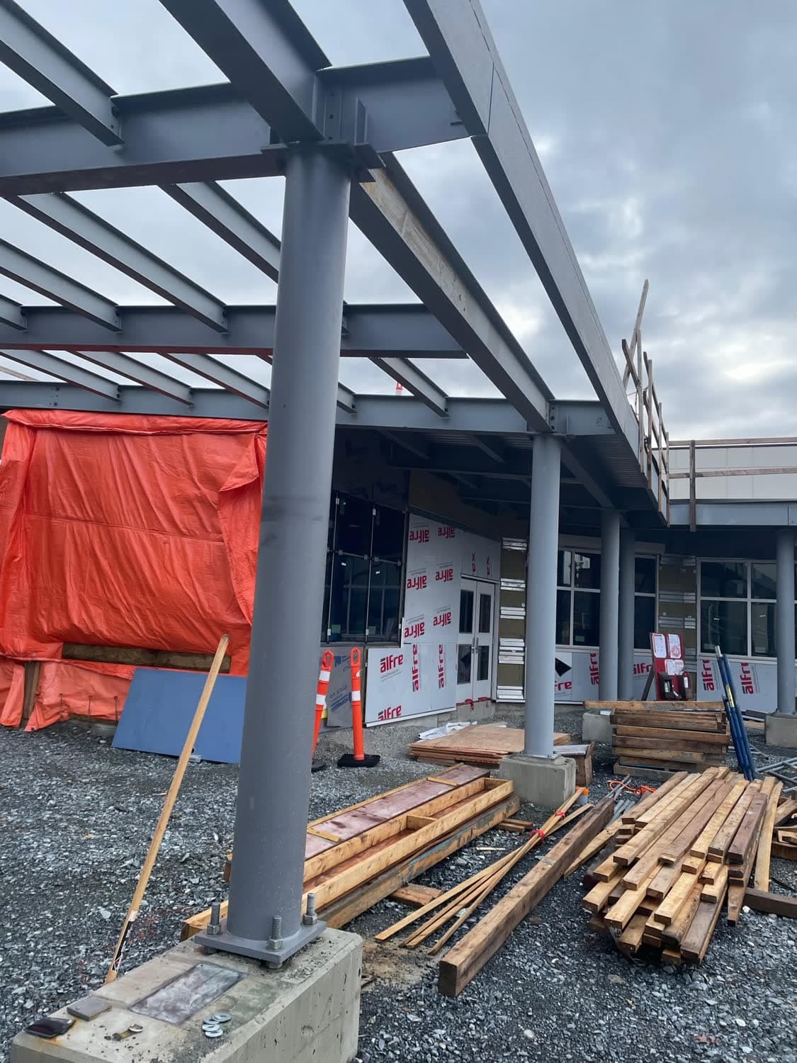 Mechanical equipment and suspended services being installed on a Greater Vancouver construction site